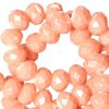 Facet glaskralen tropical vintage peach orange 6x4mm