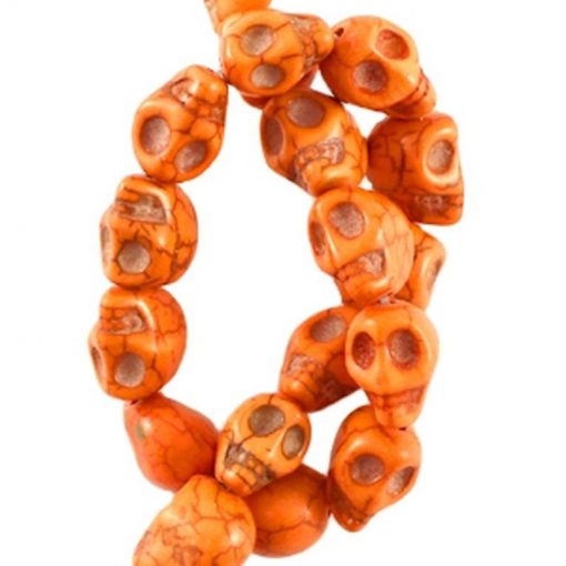 Turquoise keramiek skull kralen 10x8mm oranje