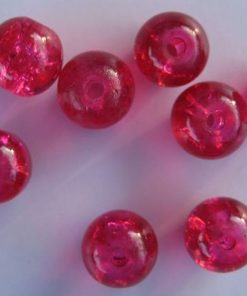 Glaskralen crackle 8mm rood