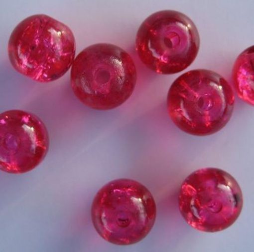 Glaskralen crackle 8mm rood