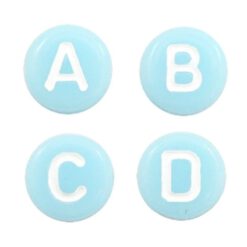 Letterkralen van acryl mix Light aqua blue-white