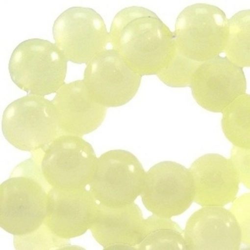 Glaskraal opaal vintage ivory yellow 8mm