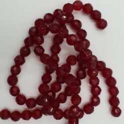 Facet glaskralen donker rood 8mm transparant