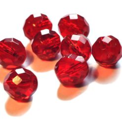 Facet glaskralen rood 8mm