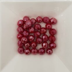 Facet glaskralen rood glans 8mm transparant
