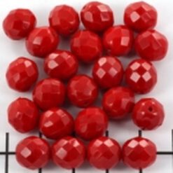 Facet glaskralen rood 8mm
