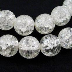 Glaskralen crackle wit 12mm