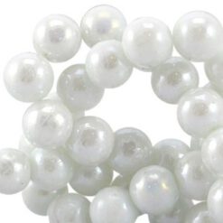 Glaskraal diamond coated wit 8mm