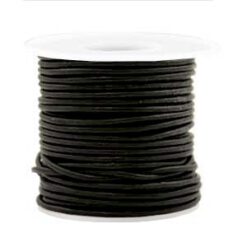 DQ Leer rond 1mm Donkerblauw