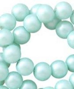 Glasparels 8mm turquoise blauw pearl shine