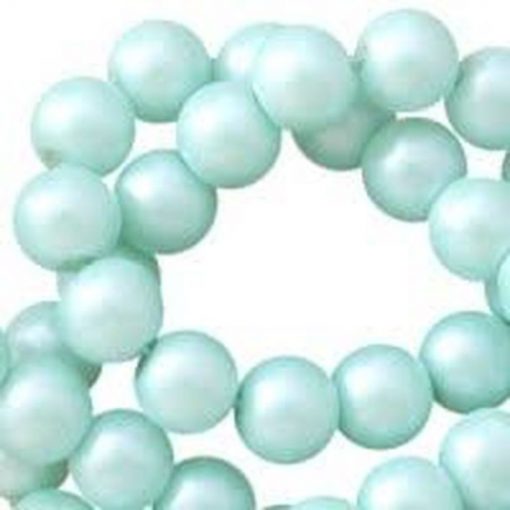 Glasparels 8mm turquoise blauw pearl shine