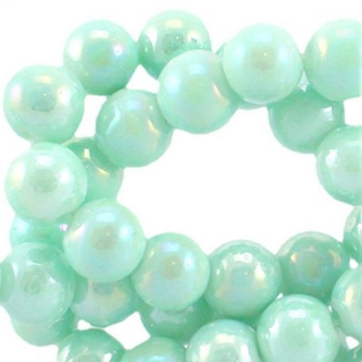 Glaskralen diamond coated pastel turquoise 8mm