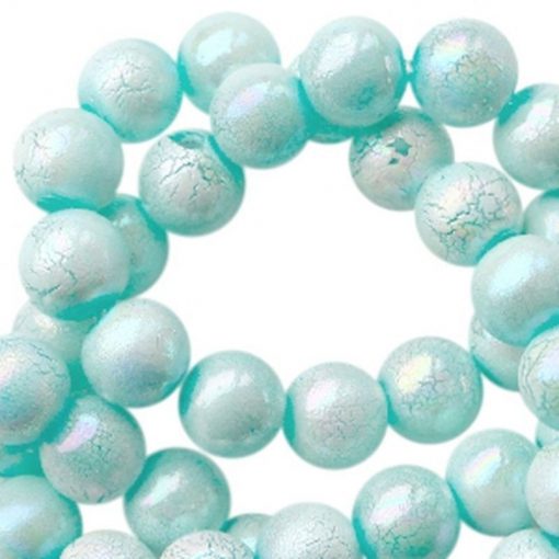 Acryl kralen 8mm marble pearl aqua blue