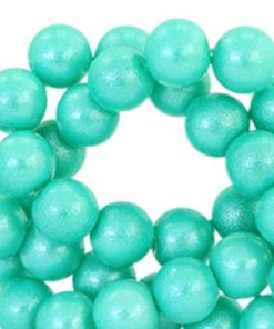 Glaskralen pearl glitter 8mm fresh turquoise