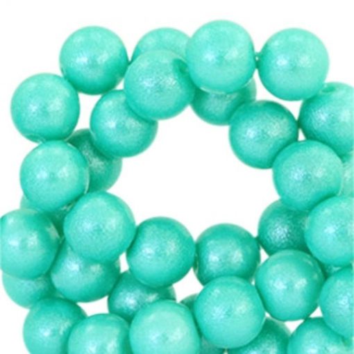 Glaskralen pearl glitter 8mm fresh turquoise