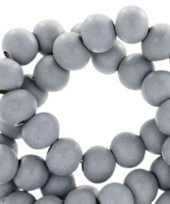Houten kralen rond 6 mm Cool grey