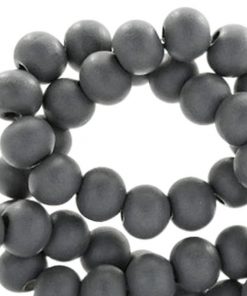Houten kralen rond 6 mm Anthracite grey