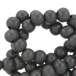 Houten kralen rond 6 mm Dark antraciet
