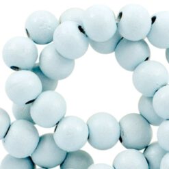 Houten kralen rond 8mm Blue blanc