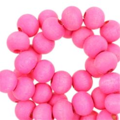 Houten kralen rond 8mm Fuchsia pink