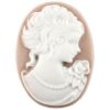 Cabochons beige wit camee lady 13x18mm