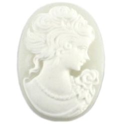 Cabochons lichtgrijs wit camee lady 13x18mm