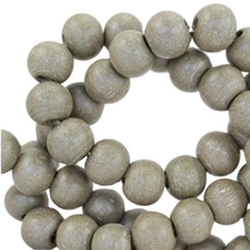 Houten kralen rond 8mm Moss grey