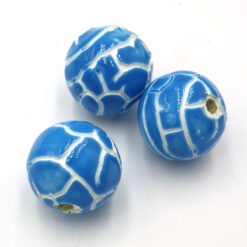 Keramiek kralen 14mm kobalt Turquoise crackle