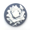 Cabochons Blauw grijs wit camee Roos 20mm