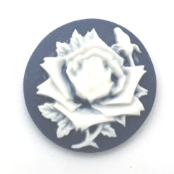 Cabochons Blauw grijs wit camee Roos 20mm