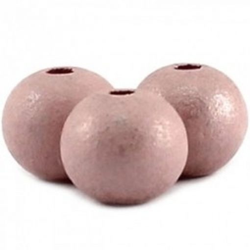 Houten Kralen Licht roze peach met glans 12mm