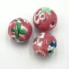 Keramiek kralen Roze met bloem 14mm