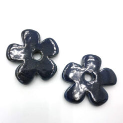 Keramiek bloem kraal Blauw grijs 35mm