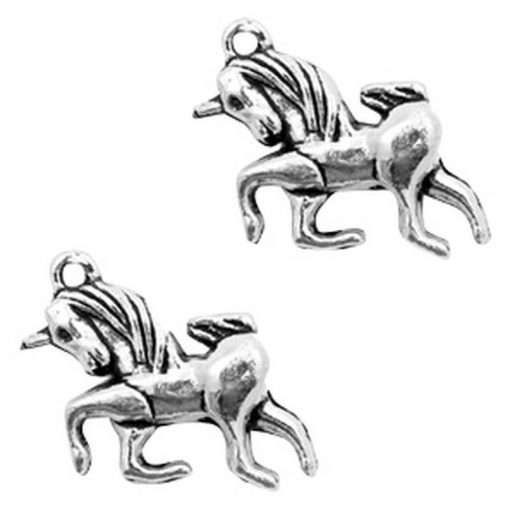 Basic Quality metalen bedels unicorn Antiek zilver