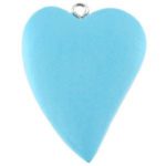 Houten bedel Hart 42x32mm Licht blauw