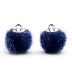 Pompom bedels faux fur 12mm Dark blue