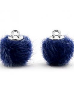Pompom bedels faux fur 12mm Dark blue
