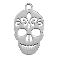 Stainless Steel Bedel Doodshoofd (18 x 10 mm) Antiek Zilver