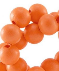 Houten Kralen Zacht oranje 10mm