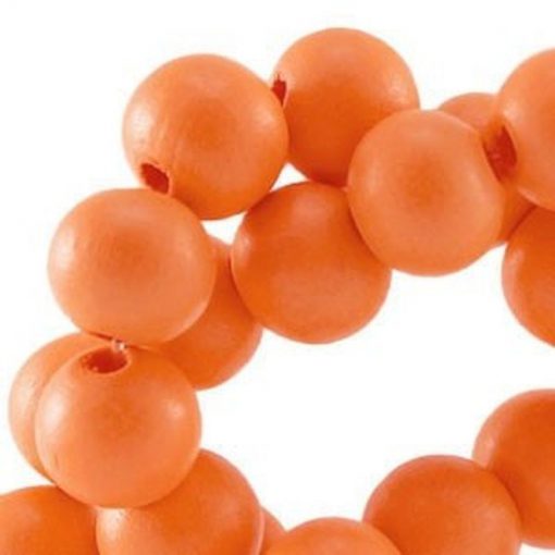 Houten Kralen Zacht oranje 10mm