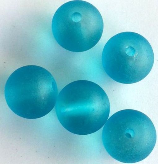 Glaskralen Opaal Turquoise mat 12mm