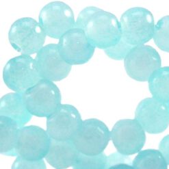 Glaskralen Opaal vintage licht turquoise 8mm
