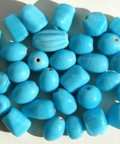 Glaskralen mix Turquoise plain (10-16mm)