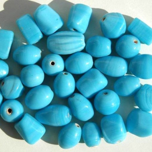 Glaskralen mix Turquoise plain (10-16mm)