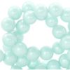 8 mm glaskralen pearl glitter Pastel mint blue