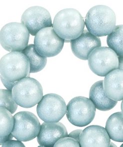 8 mm glaskralen pearl glitter Light haze blue