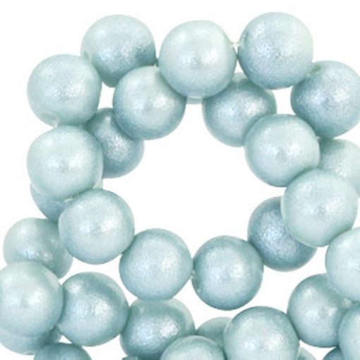 8 mm glaskralen pearl glitter Light haze blue