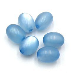 Glaskralen ovaal 8x10mm blauw cateye