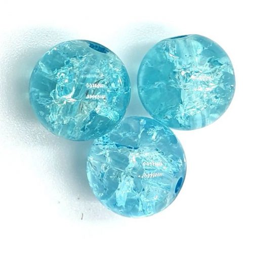 Glaskralen crackle Turquoise 10mm