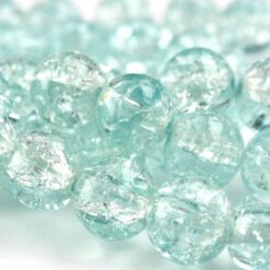 Glaskralen crackle Aqua 12mm